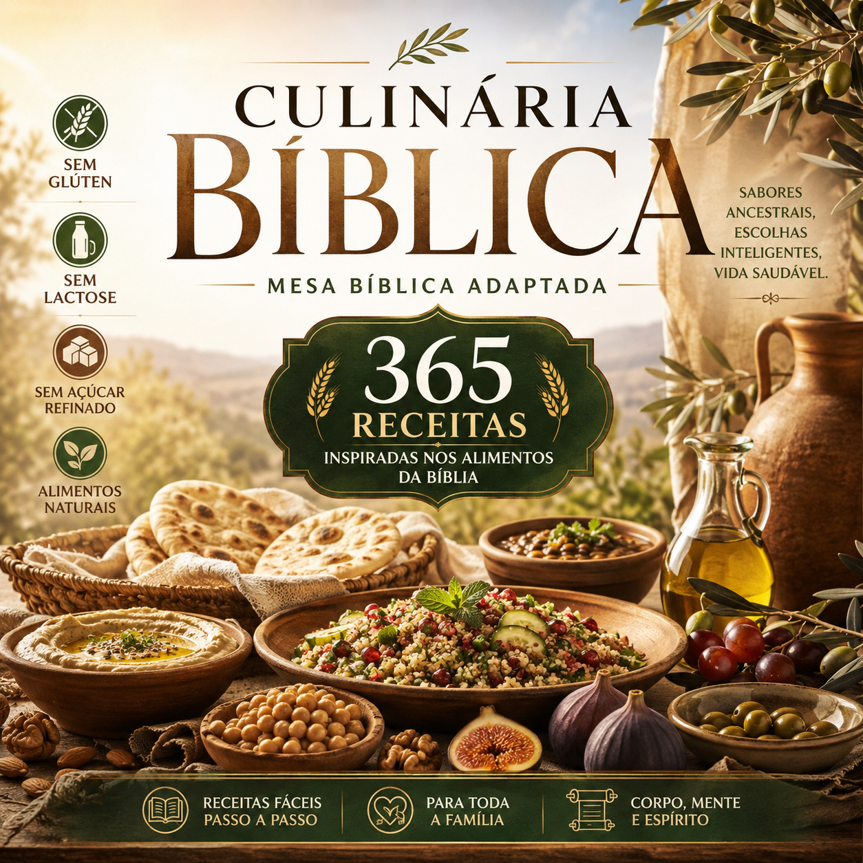 Capa do produto Culinária Bíblica — 365 Receitas Sem Açúcar, Sem Glúten e Sem Lactose