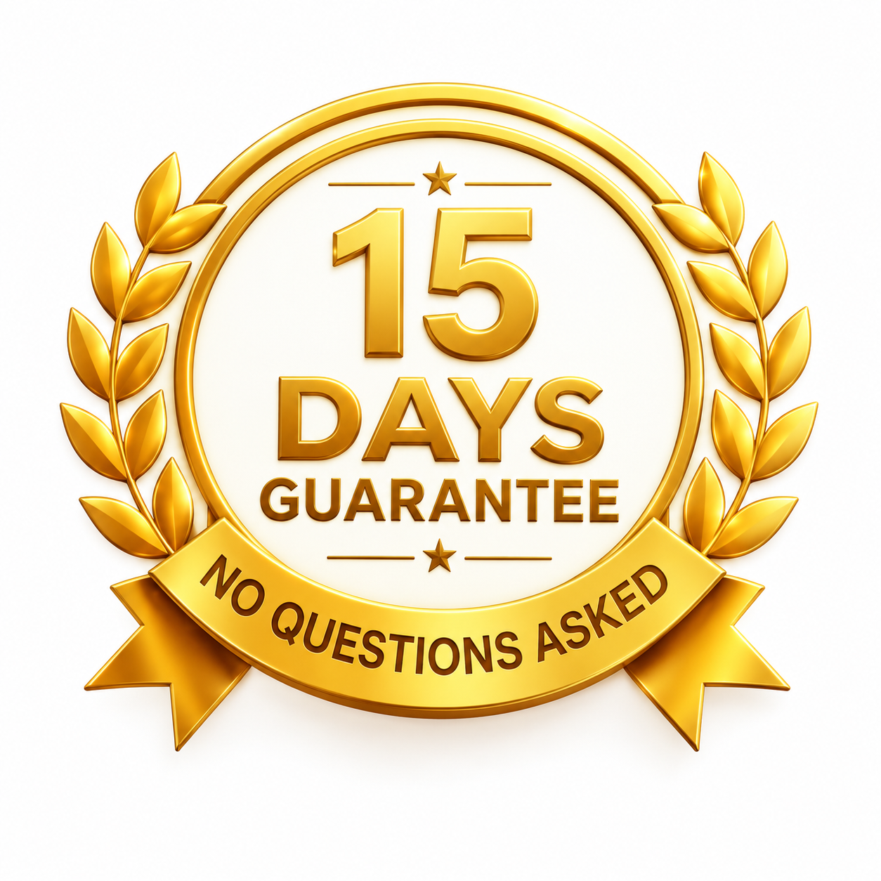 15-day unconditional money-back guarantee seal